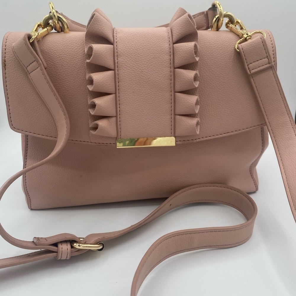Blush Crossbody Bag with Ruffle Detail - Picture 2 of 11
